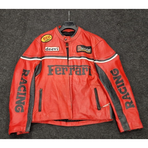 120 - Ferrari design Red leather motorbike jacket XXL