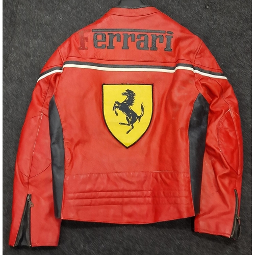 120 - Ferrari design Red leather motorbike jacket XXL