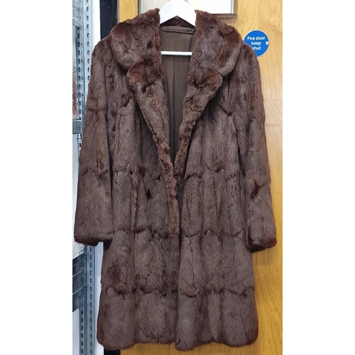 122 - Ladies brown 3/4 length fur coat size 10