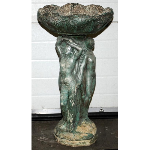 237 - Garden statue bird bath Depicting 4 maidens 85cm tall