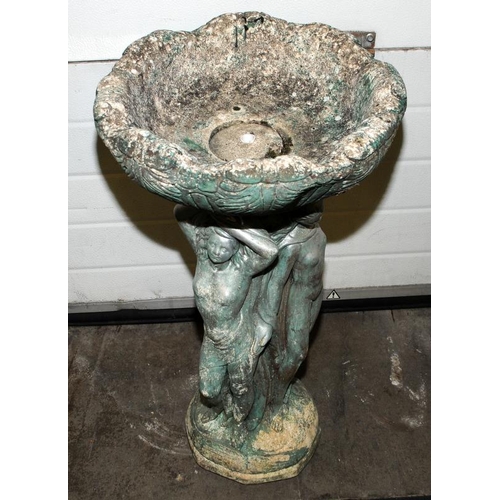 237 - Garden statue bird bath Depicting 4 maidens 85cm tall