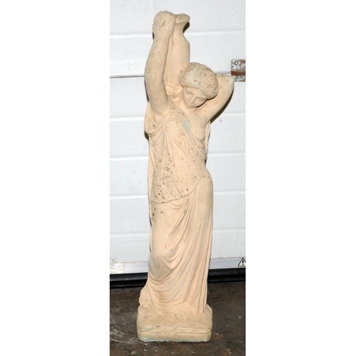 239 - Garden statue depicting a lady carrying a water vessel 95cm tall