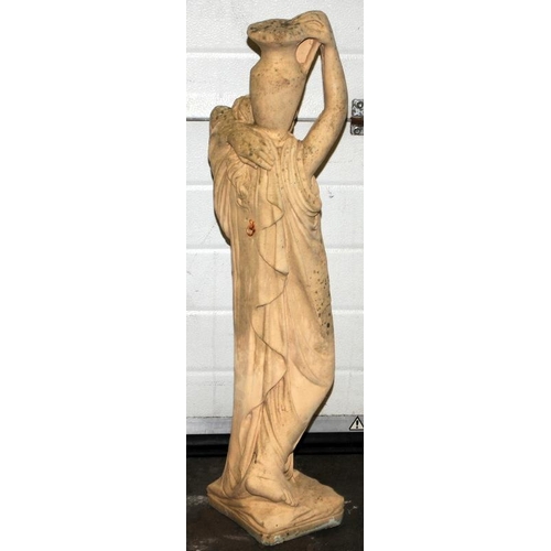 239 - Garden statue depicting a lady carrying a water vessel 95cm tall