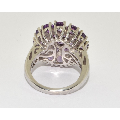 231 - Large amethyst 925 silver cocktail ring Size P