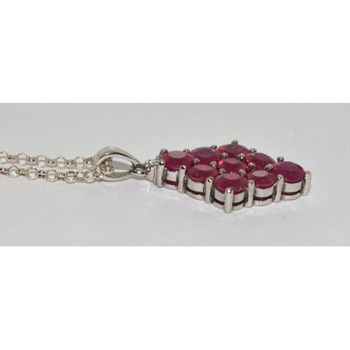 307 - A large Ruby 925 silver Navette pendant.