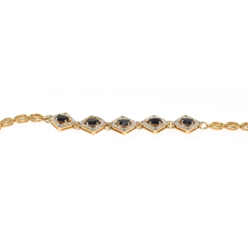 304 - A sapphire/diamond gold on 925 silver bracelet.