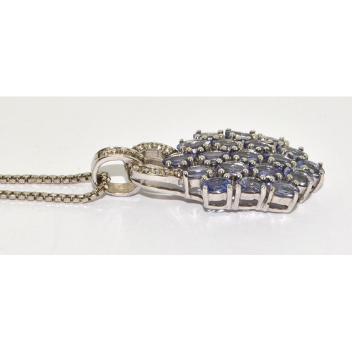 369 - Tanzanite/diamond 925 silver pendant.