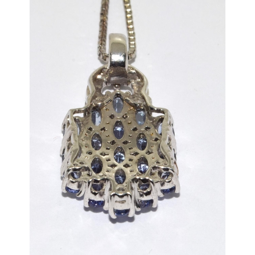 369 - Tanzanite/diamond 925 silver pendant.