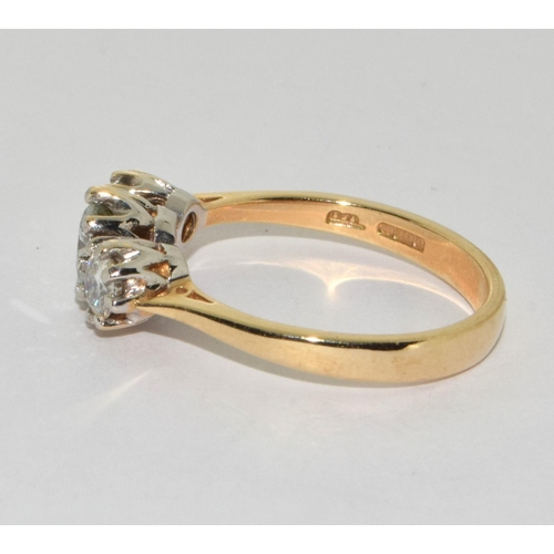 191 - 9ct gold ladies triple stone ring size P