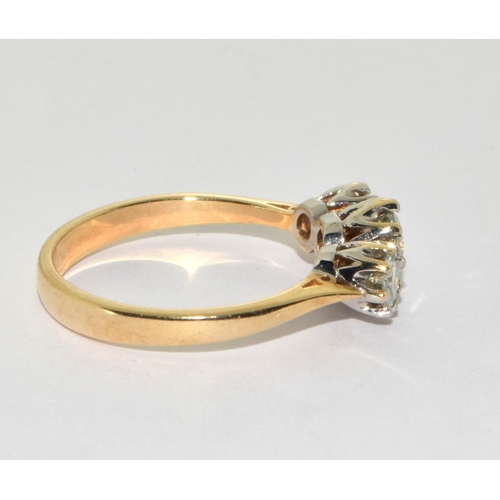 191 - 9ct gold ladies triple stone ring size P