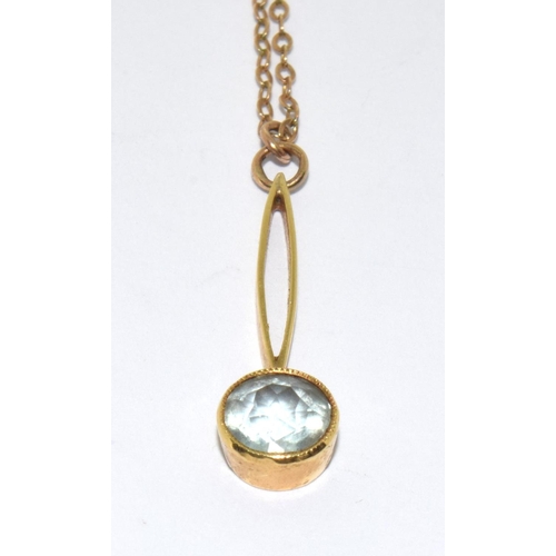 257 - 9ct gold ladies Aquamarine necklace