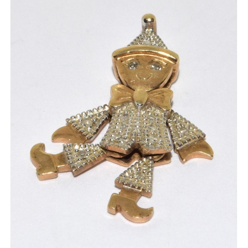 204 - 9ct gold Diamond H/M clown pendant