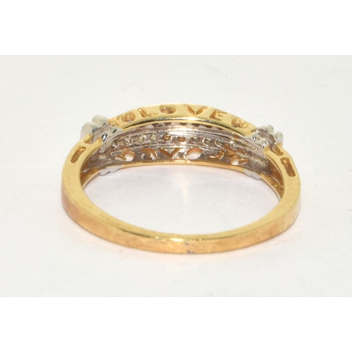 238 - 9ct gold ladies Diamond chanel set ring size P