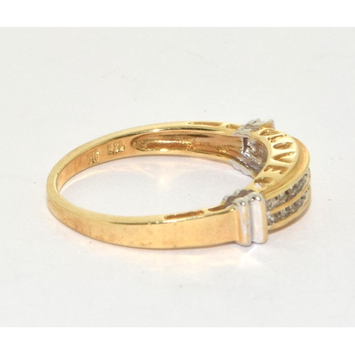 238 - 9ct gold ladies Diamond chanel set ring size P