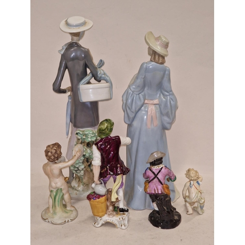 71 - Group of vintage porcelain figurines to include Lladro and Continental examples (6).