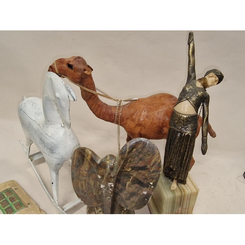 73 - Quantity of miscellaneous items to include Art Deco style figure, miniature rocking horse, camel and... 