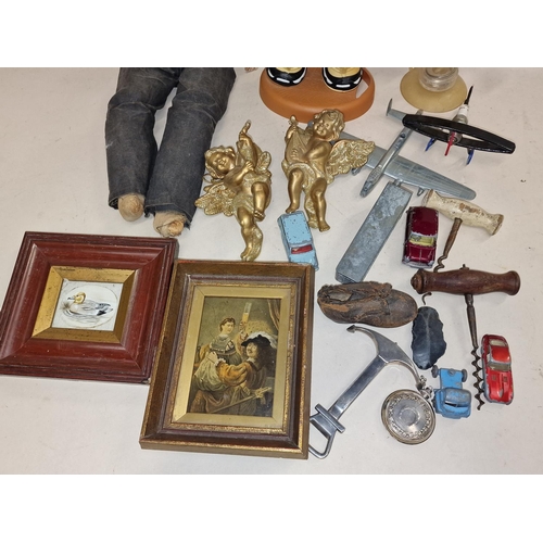 74 - Miscellaneous items to include vintage toys and miniature pictures .