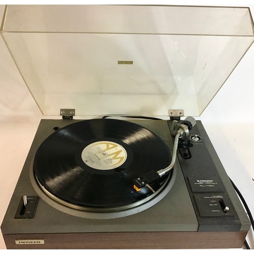 511 - PIONEER STEREO TURNTABLE. This is a two speed belt drive turntable model No.PL112D.Fitted with a mag... 