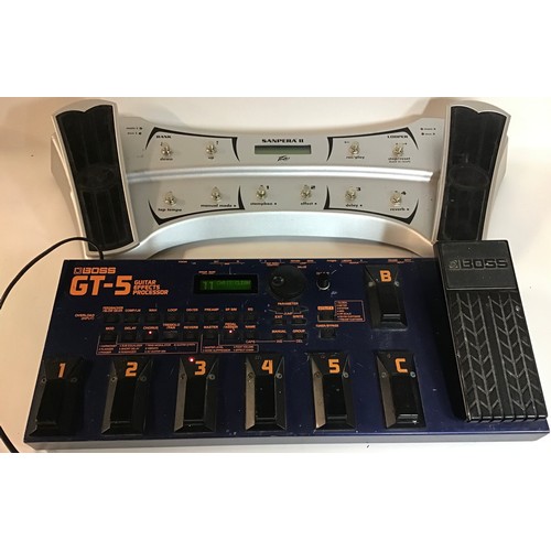 514 - GUITAR FOOT PEDAL EFFECTS UNITS X 2. Here we have a Boss GT-5 by Roland effects unit which powers up... 