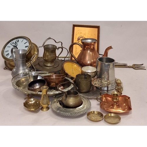 79 - A collection of metalware items to include brass and silver plate.