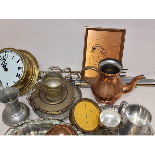 79 - A collection of metalware items to include brass and silver plate.