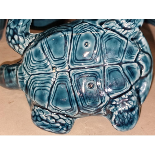 97 - Poole Pottery collection of blue glazed animals to include Dolphins, Cats, Frog etc (8).