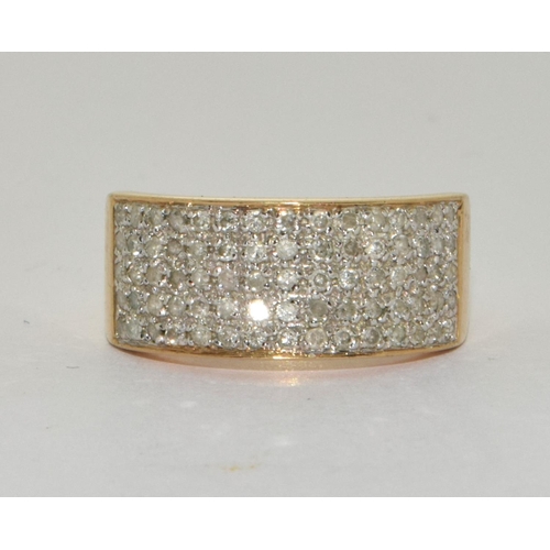 296 - 9ct gold ladies 5 row diamond ring size M