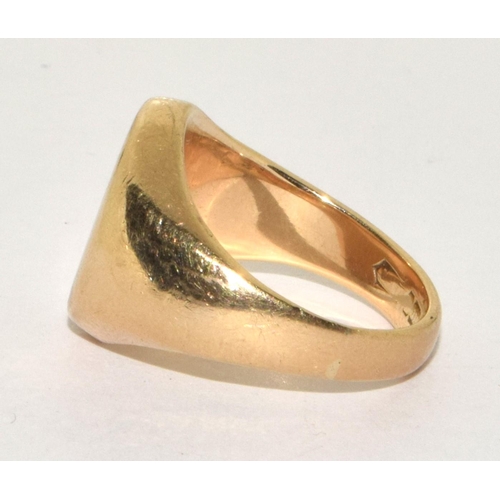 280 - 9ct gold gents signet ring with an unmarked cartouche size M 10.5g