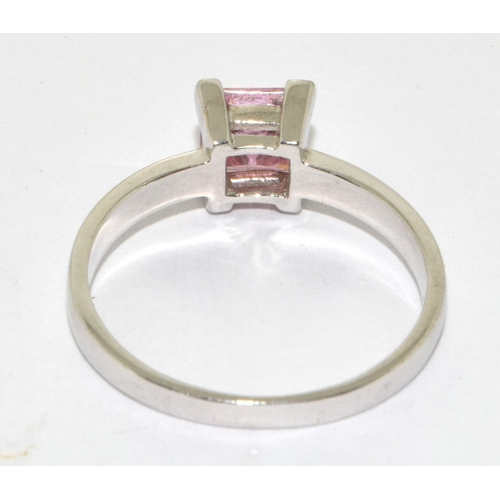 201 - Pink CZ 9ct white gold 2.6g ring Size Q