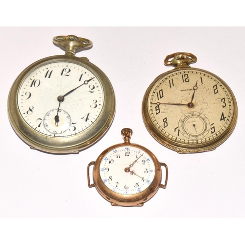 215 - A Waltham pocket watch together with two others.