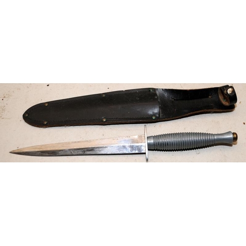 146 - Aluminium handled fighting knife c/w frog