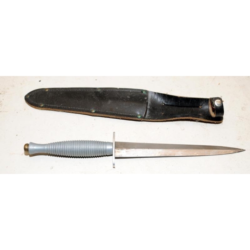 146 - Aluminium handled fighting knife c/w frog