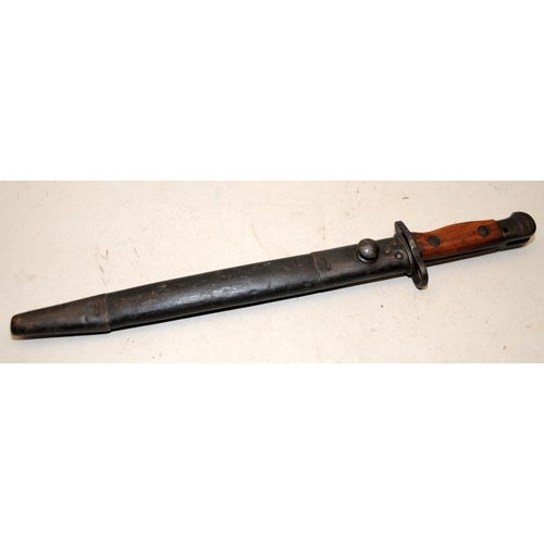 154 - WWII era German military (?) bayonet marked WR 43, with scabbard. Additional note added 05/12: It ha... 