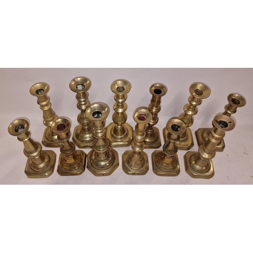 100 - Collection of vintage brass candlesticks (12).