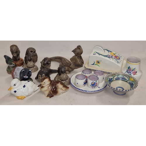 108 - Poole Pottery collection of items to include stoneware animals and traditional together with a Honit... 