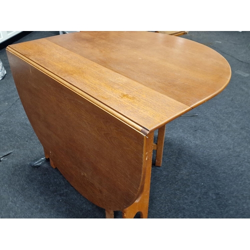 392 - Jentique mid century teak oval drop leaf dining table 75x110x25cm closed, 75x110 155cm open