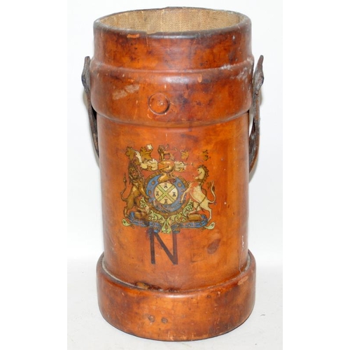 142 - Antique BH & G Ltd Royal Navy leather shot bucket No.73