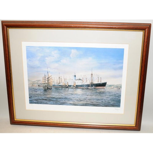 530 - RG Lloyd, 3 x signed prints relating to steam ships, two are numbered limited editions. Largest fram... 