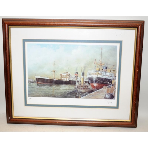 530 - RG Lloyd, 3 x signed prints relating to steam ships, two are numbered limited editions. Largest fram... 