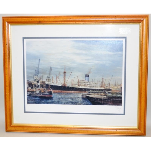 530 - RG Lloyd, 3 x signed prints relating to steam ships, two are numbered limited editions. Largest fram... 