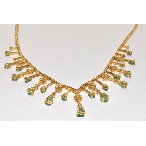 379 - 14ct gold Diamond and Emerald necklace