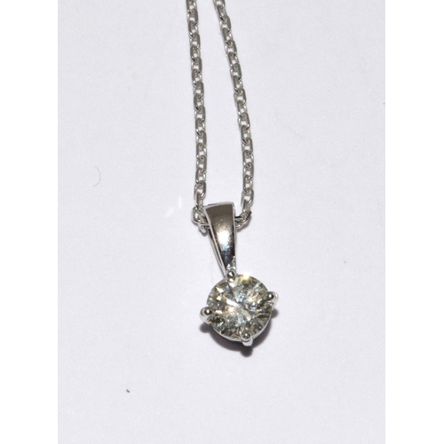 239 - A 14ct W/G Diamond single stone pendant necklace of approx 38 points.