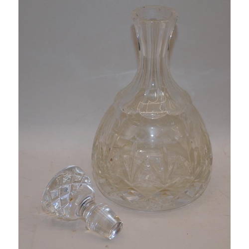 492 - 2 vintage cut glass decanters including a smaller liqueur decanter