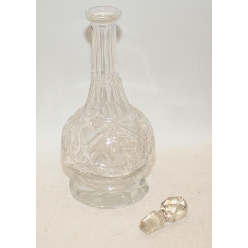 492 - 2 vintage cut glass decanters including a smaller liqueur decanter