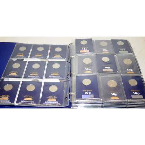 471 - Coin Checker album containing a good quantity of 10p, 50p, £2 and £5 coins. Includes a number of the... 