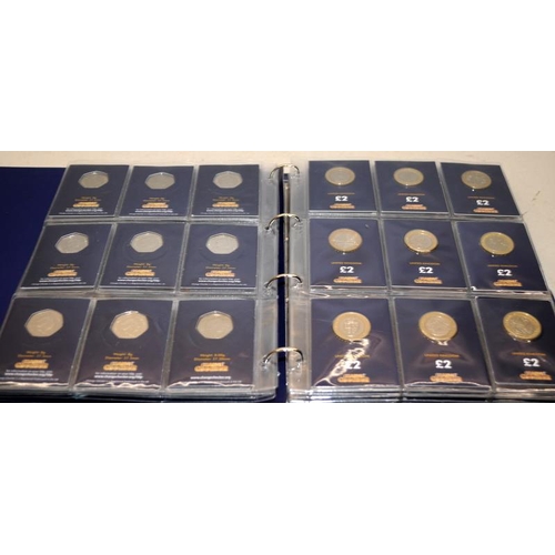 471 - Coin Checker album containing a good quantity of 10p, 50p, £2 and £5 coins. Includes a number of the... 