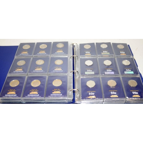 471 - Coin Checker album containing a good quantity of 10p, 50p, £2 and £5 coins. Includes a number of the... 