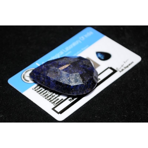 250A - 223ct Natural Blue Pear Shaped Sapphire c/w certificate of authenticity from Gemological Laboratory ... 