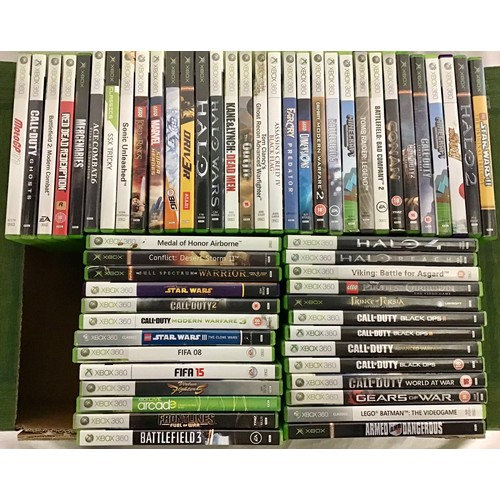 446 - BOX OF VARIOUS XBOX GAMES. In total we have a collection here of 58 Xbox and Xbox360 games.