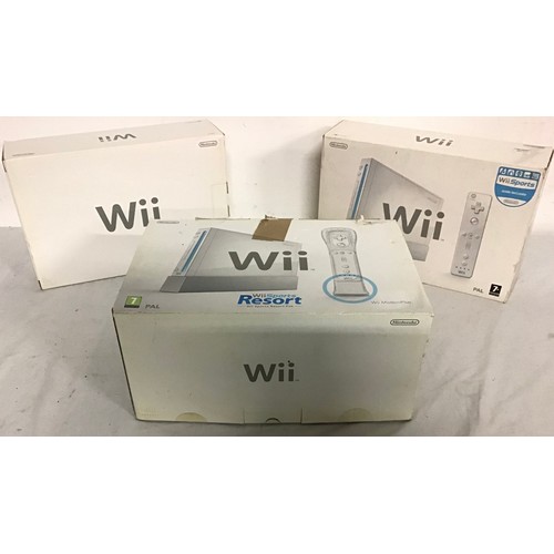 440 - Wii BOXED GAMING CONSOLES. Here we have a set of 3 boxed gaming consoles to include power supplies h... 